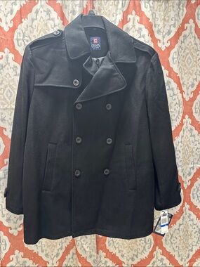 Chaps Men's Black Double-Breasted Pea Coat